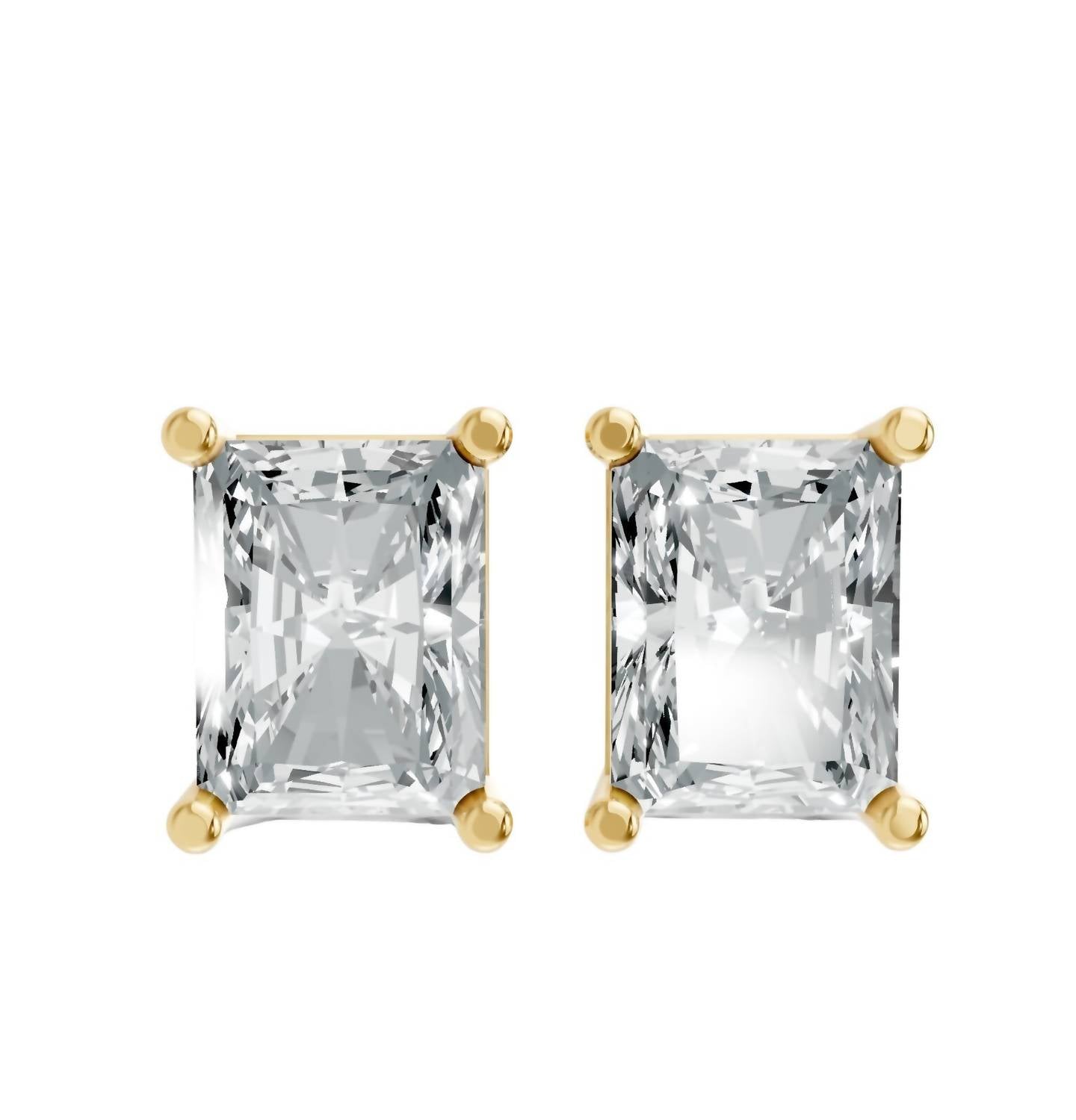 Aamiaa - Women's Radiant Shape 4 Prong Push Back Studs