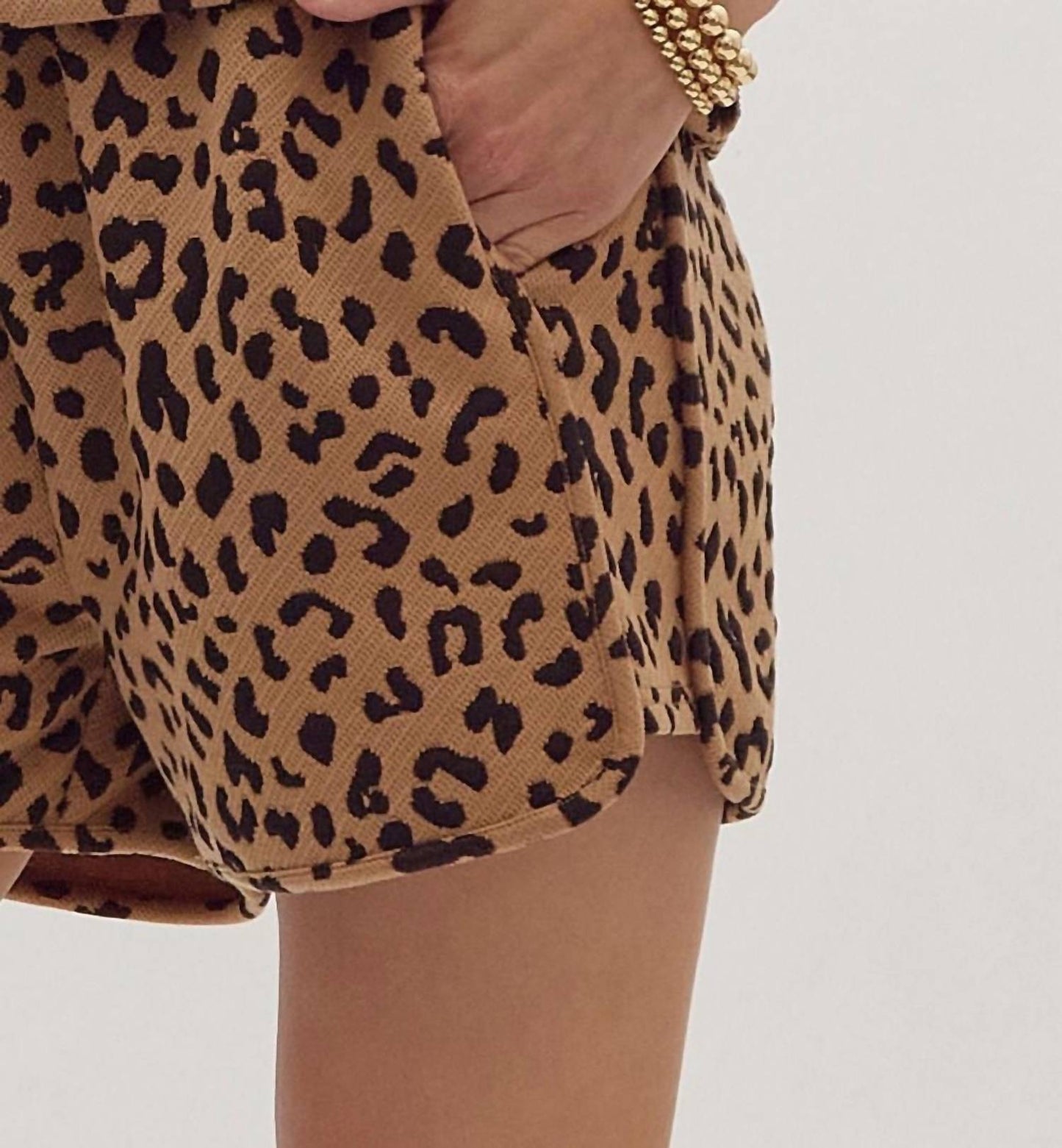 Entro - Animal Print Drawstring Shorts