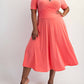 The Curve La - Plus Size Knit Surplice Midi Dress With Full Skirt