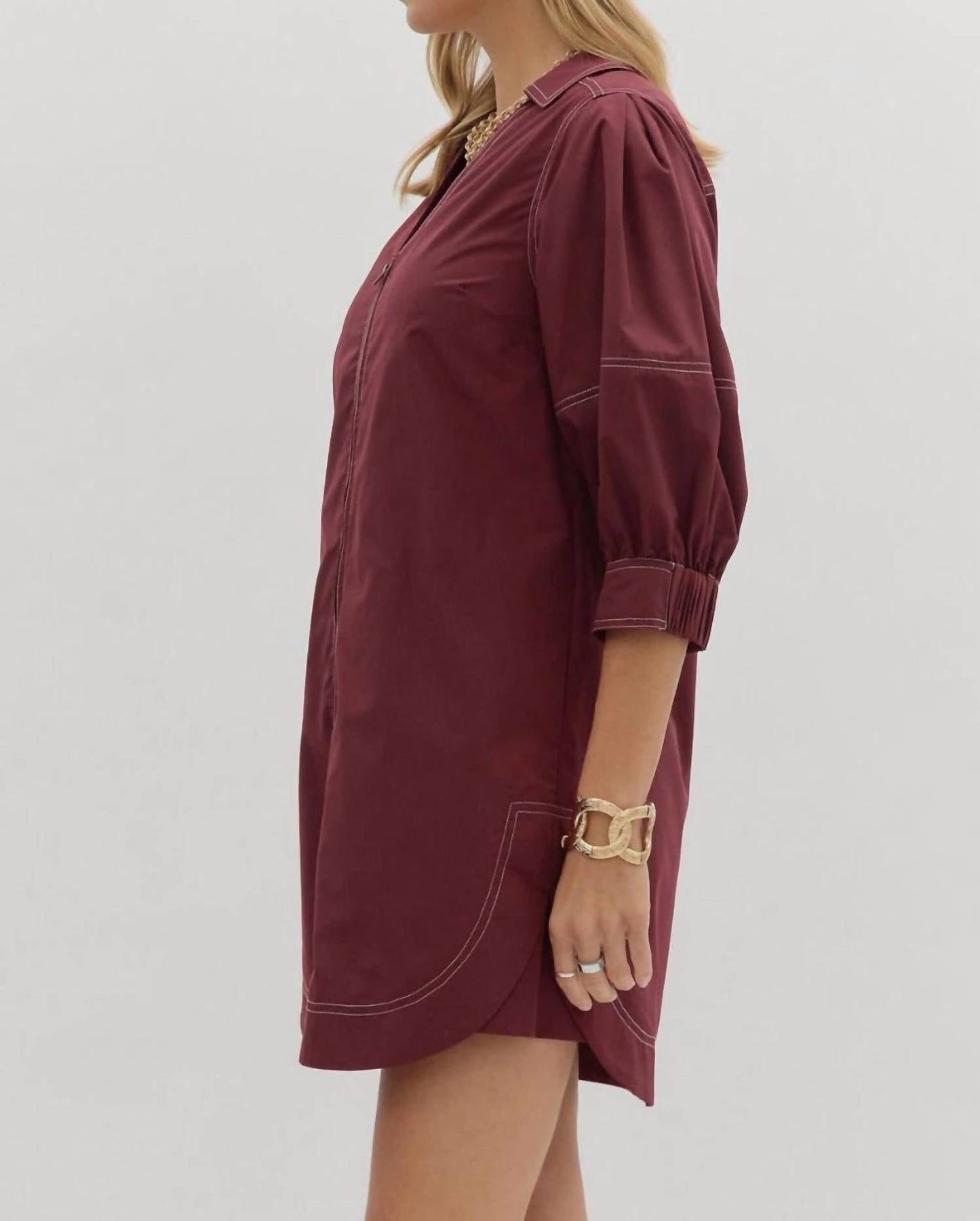 Entro - Zip Lantern Sleeve Mini Dress