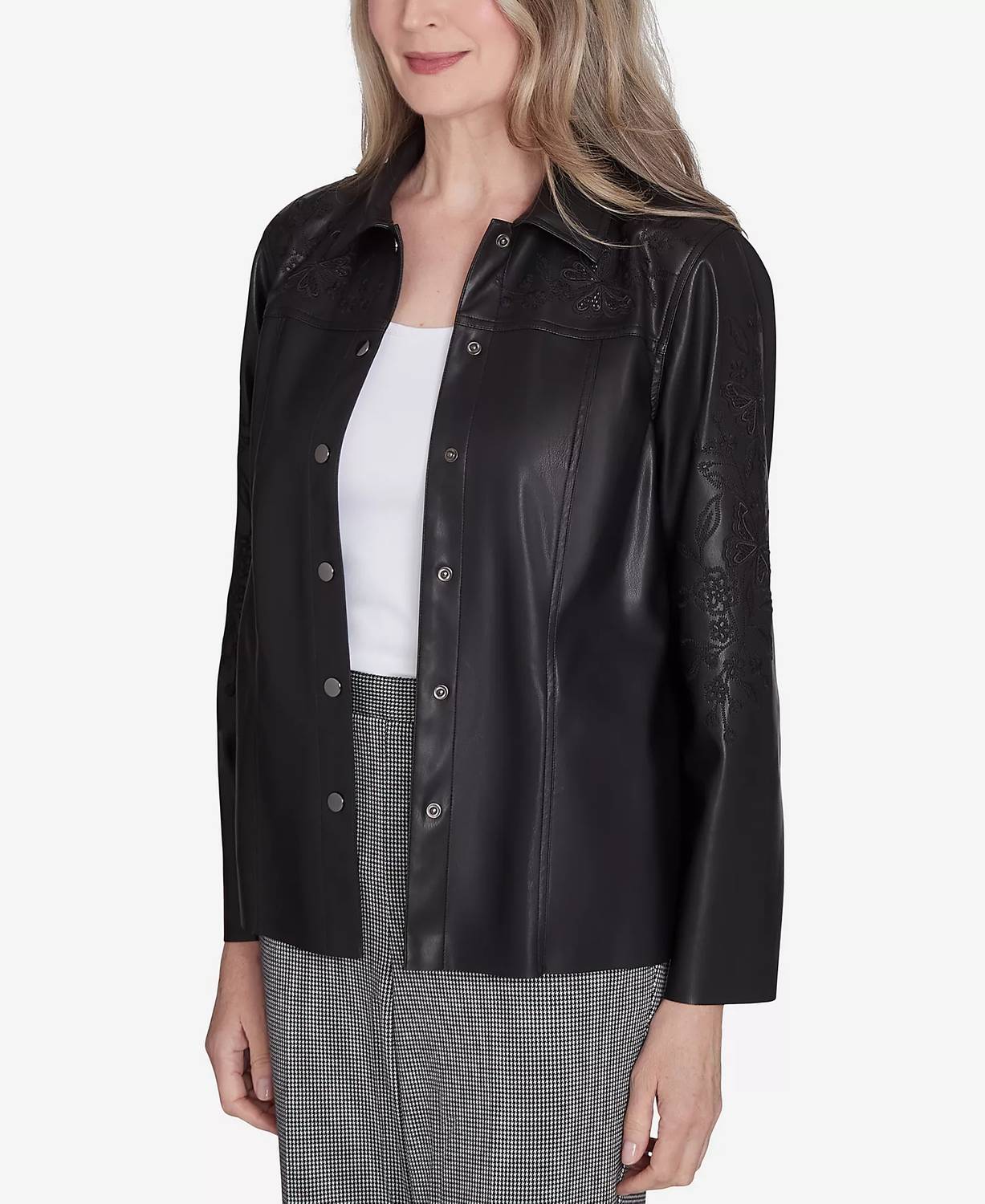 Alfred Dunner - Runway Ready Embroidered Faux Leather Jacket