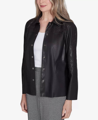 Alfred Dunner - Runway Ready Embroidered Faux Leather Jacket