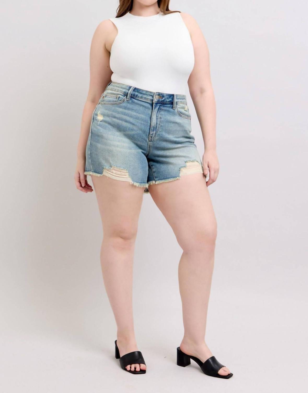 Judy Blue - High Waist Destroy Denim Short