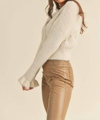 &Merci - Woven Knit Sweater With Flutter Cuff