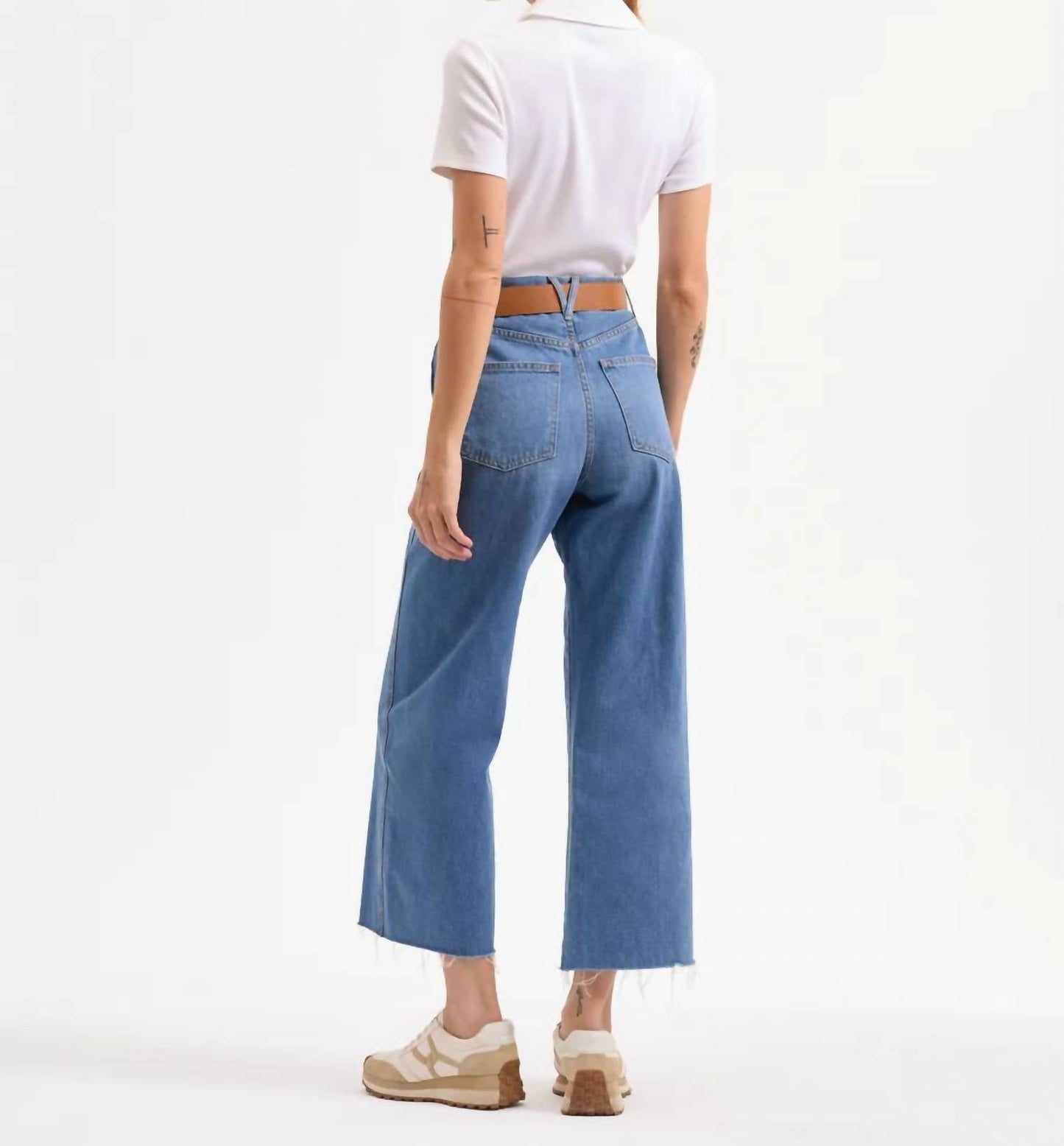 Veronica Beard - TAYLOR CROPPED HIGH RISE WIDE LEG JEANS