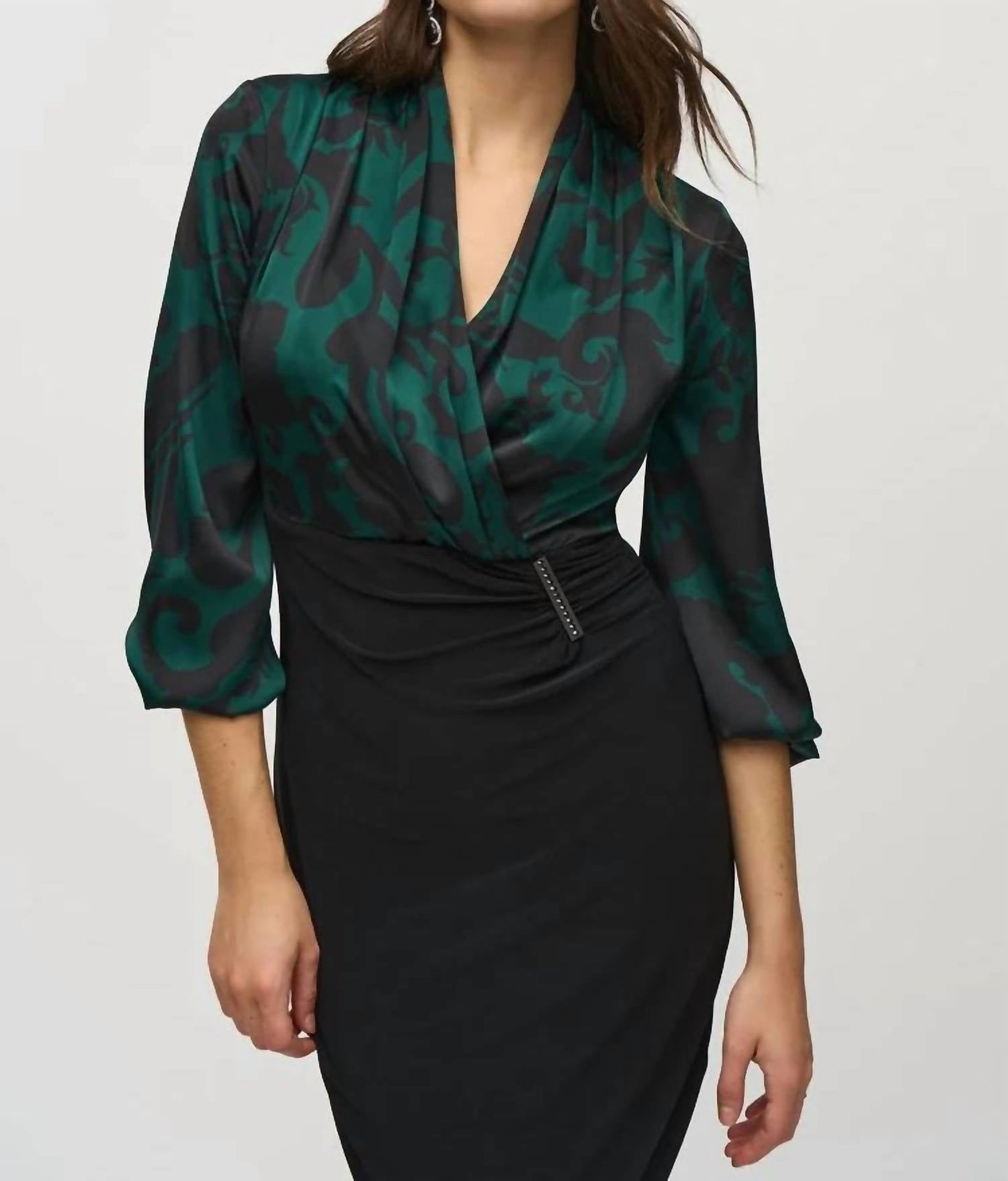 Joseph Ribkoff - Knit And Satin Paisley Dress