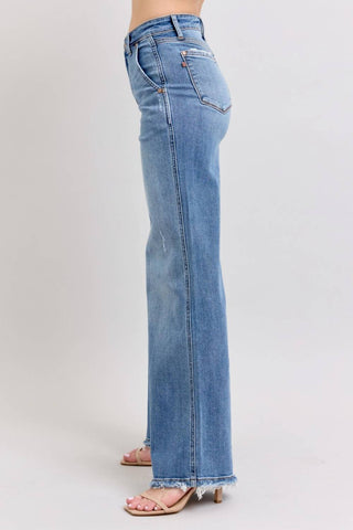 Judy Blue - Calça Jeans Retro de Cintura Alta e Ajuste Largo