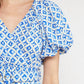 Entro - V-Neck Puff Sleeve Mini Dress