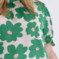 Entro - Poppy Floral Mock Neck Puff Sleeve Top