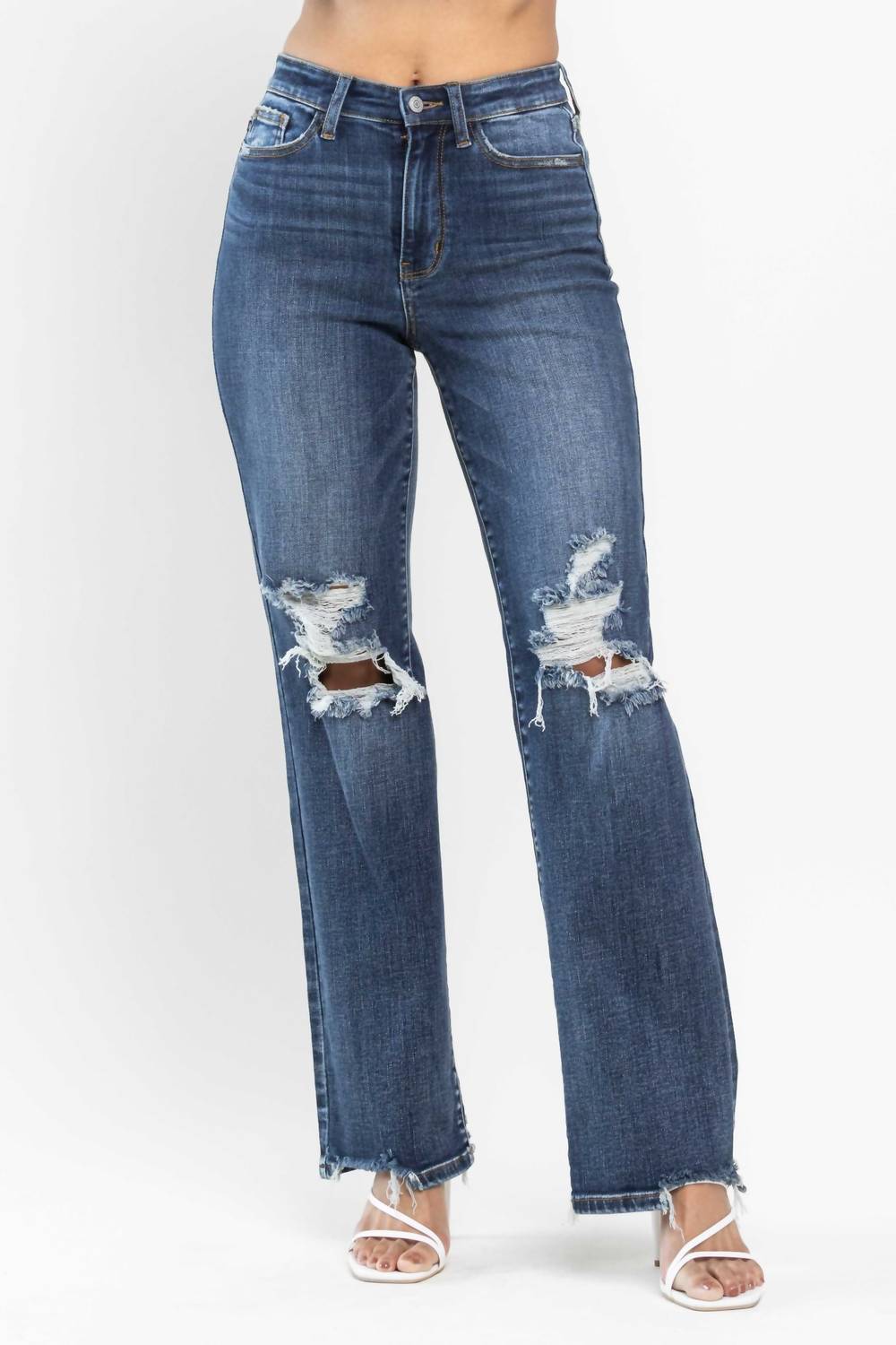 Judy Blue - High Waist 90s Knee Destroy Straight Jeans