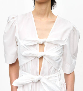 Ganni - Women's Washed Stretch Cotton Tie Strap Midi Dress