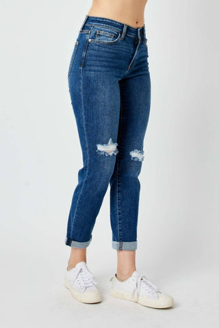 Judy Blue - Calça Jeans Destroy Slim de Cintura Média