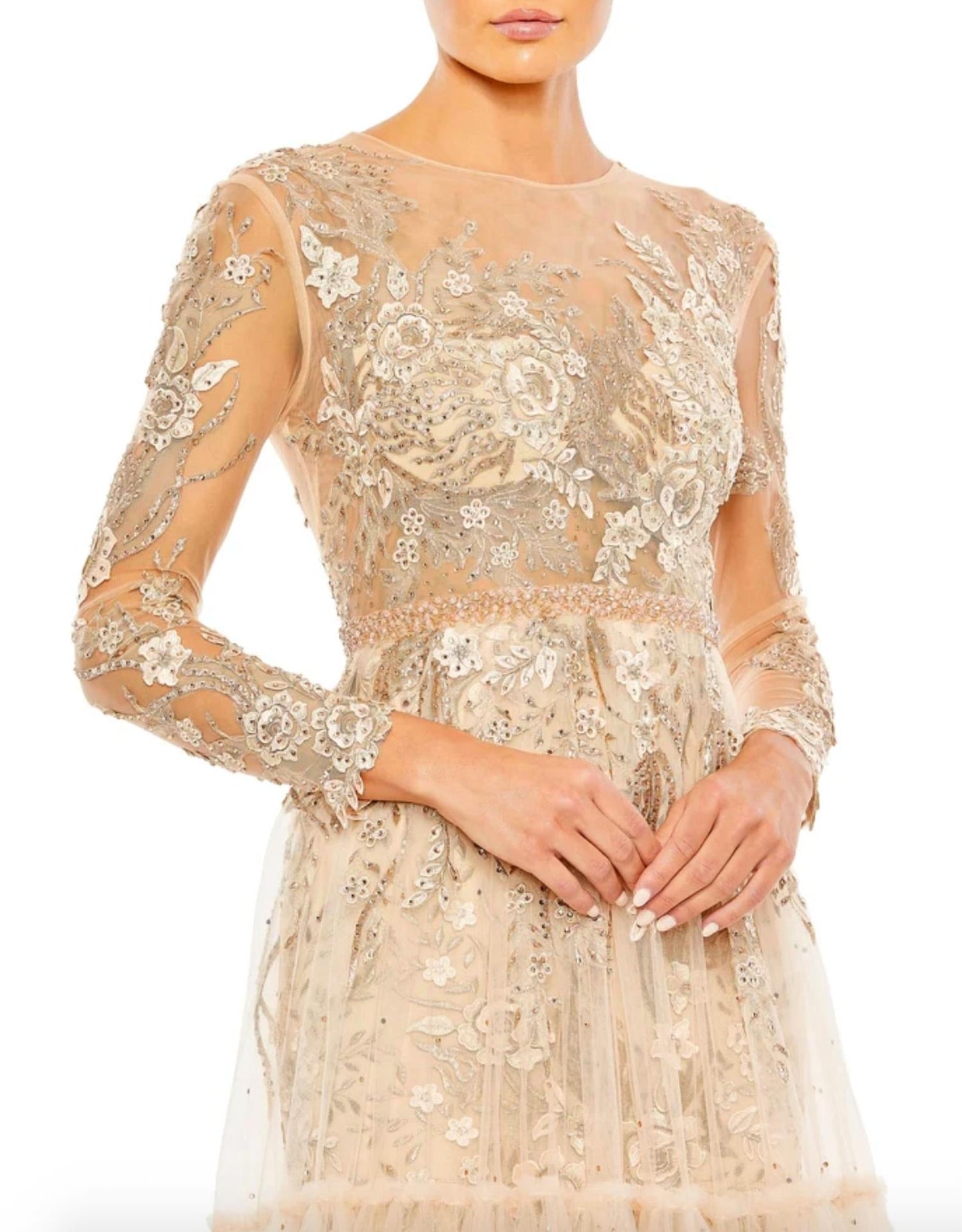 Mac Duggal - Illusion Sleeve Dress