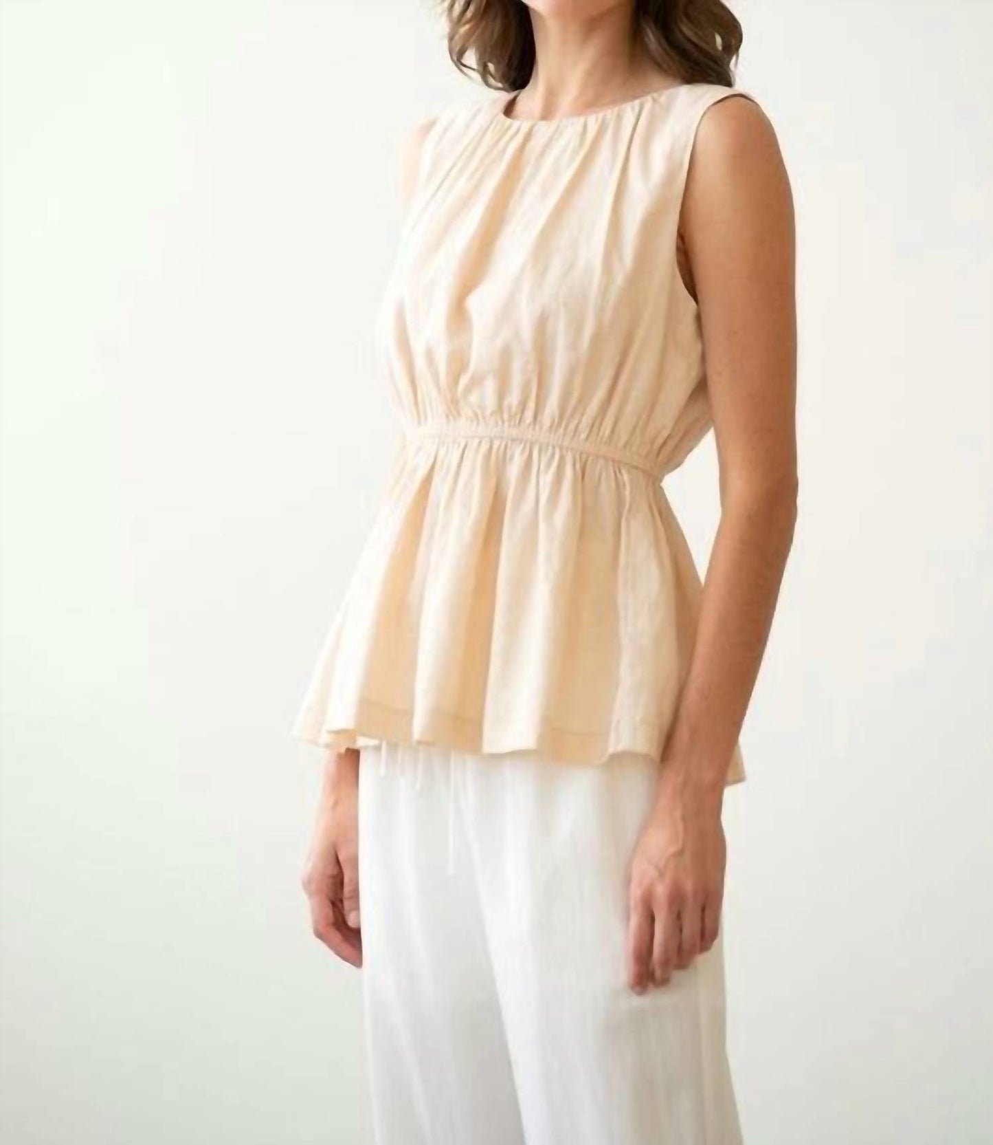 Elle Grey - Shirred Peplum Blouse