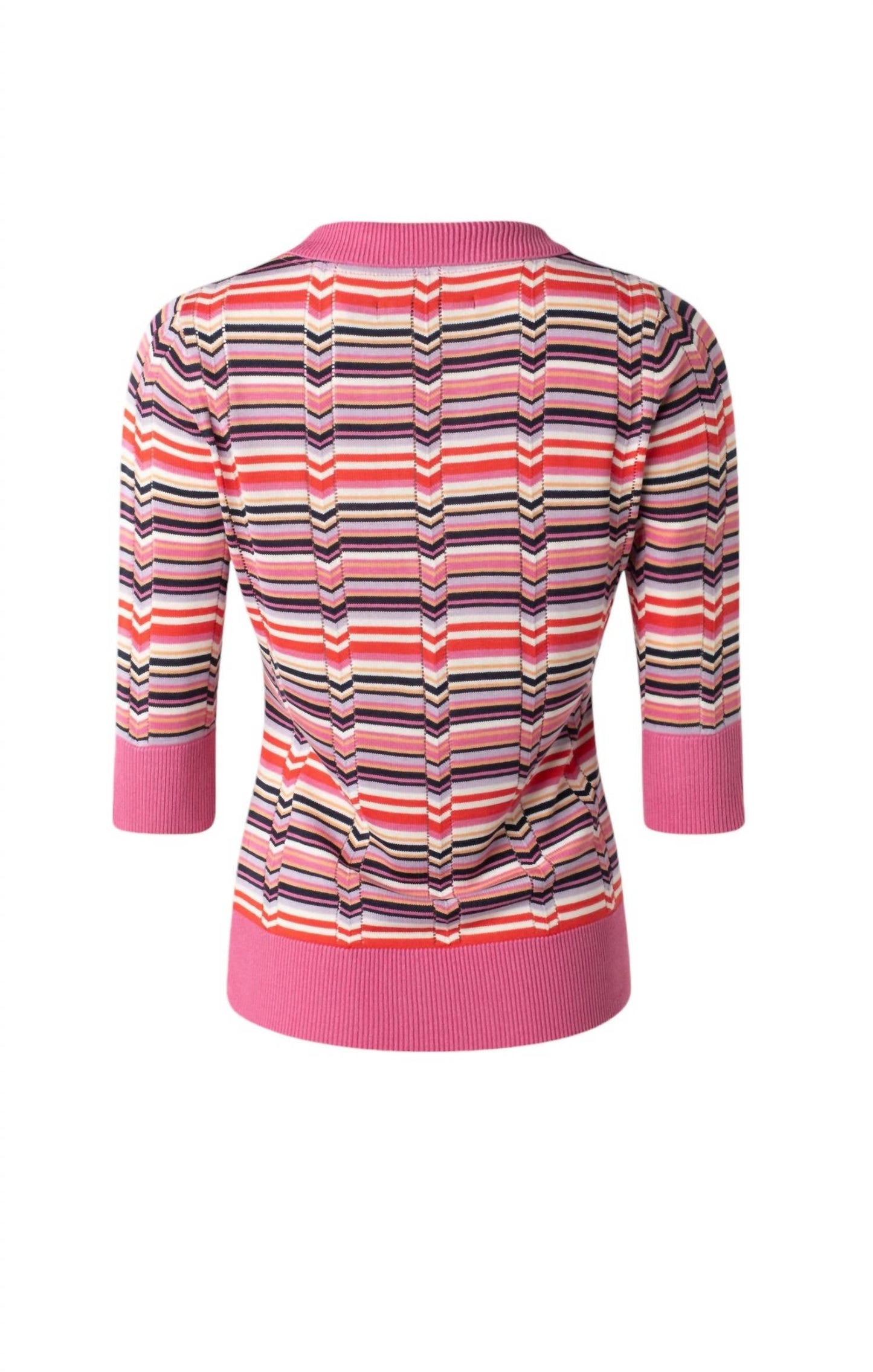 Iris Setlakwe - WOMEN'S V NECK POLO WITH CONTRAST RIB SWEATER