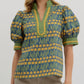 Entro - Floral Short Puff Sleeve Top