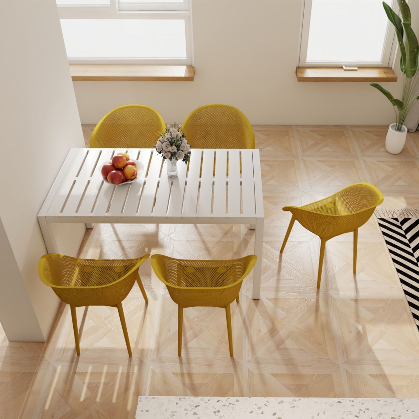 4 Pack Lounge Chair Set With Long Table