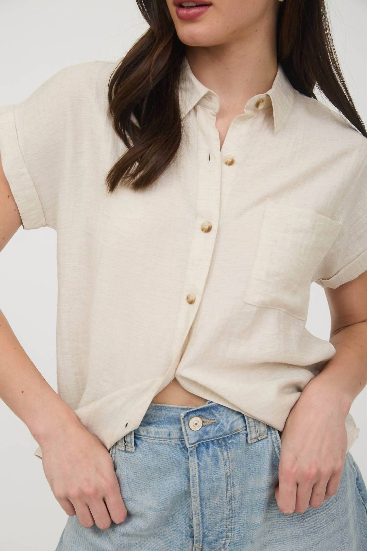 Blu Pepper - Collared Cuff Sleeve Back Pintuck Shirt