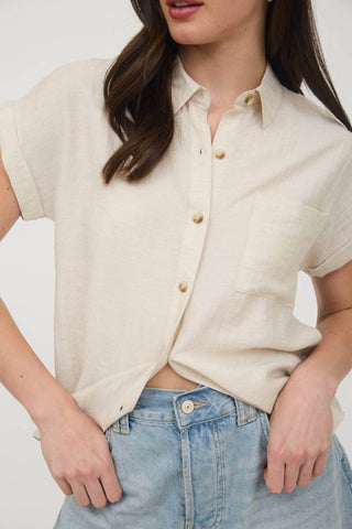 Blu Pepper - Camisa franzida com punho e gola, manga e costas