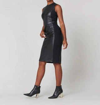 Spanx - Leather-like Combo Fitted Dress