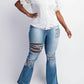 The Curve La - Plus Size Dot Mesh Knit Shirt With Puff Sleeve