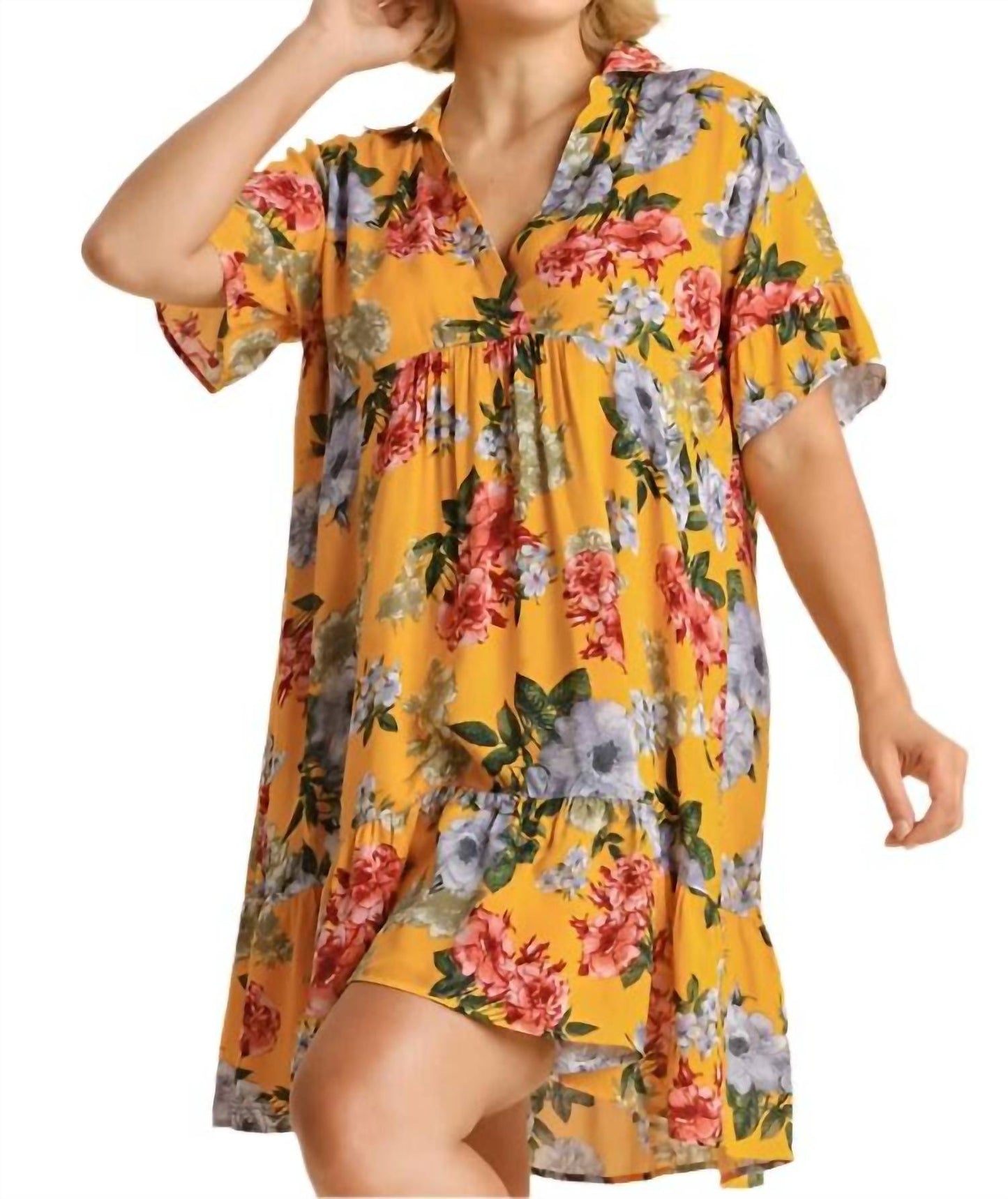 Umgee - Floral Ruffle Babydoll Dress