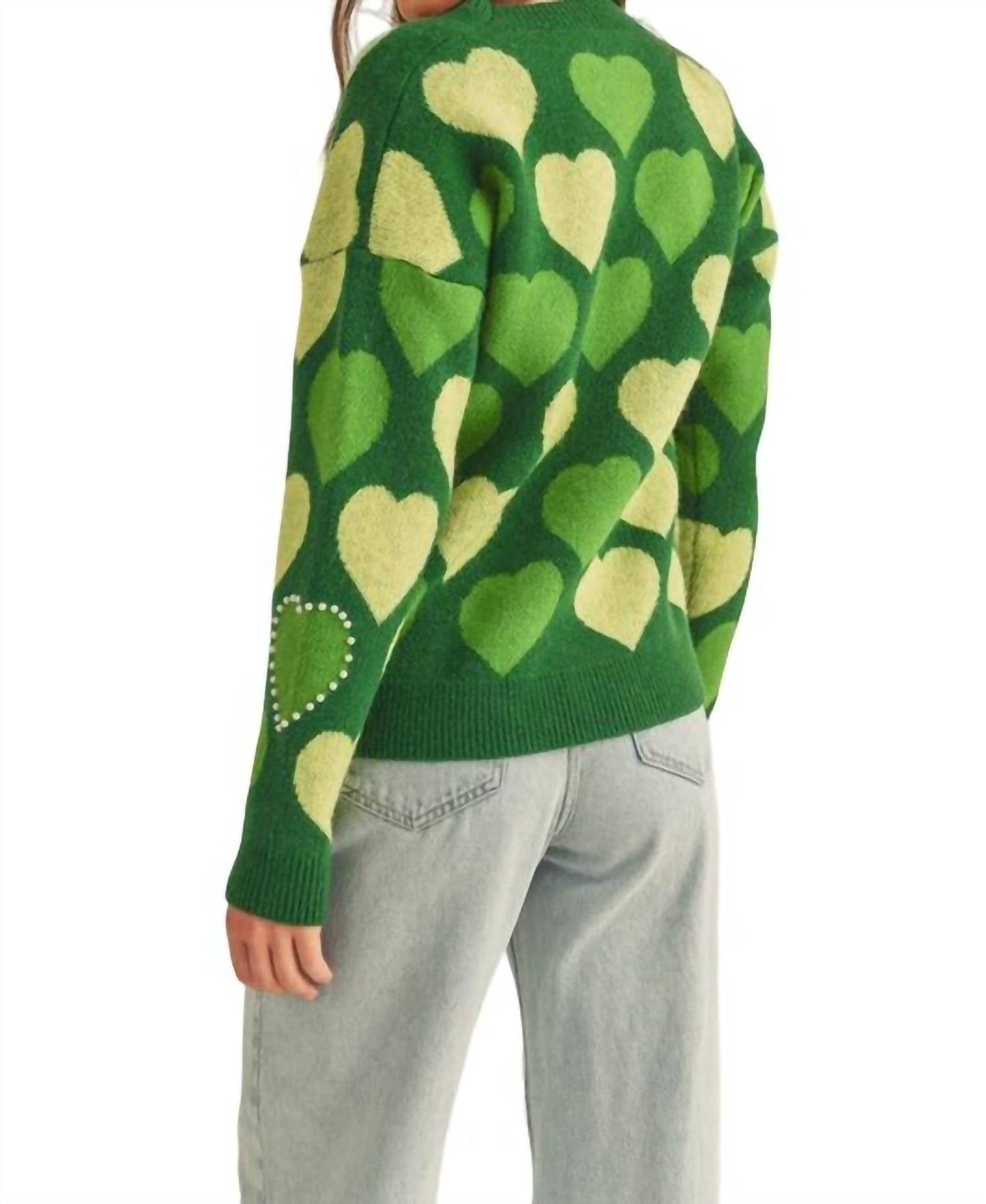 &Merci - PEARL EMBELLISHED HEART SWEATER
