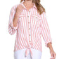 Multiples - Melon Stripe Button Shirt