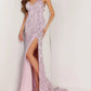 Aleta - Feather Strap Sweetheart Neck Long Gown