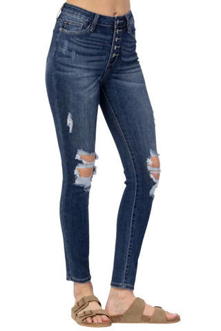 Judy Blue - Calça jeans skinny com blazer e botões
