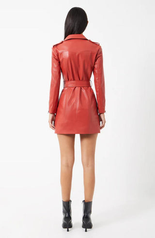 French Connection - Vestido curto de couro vegano com cinto Etta