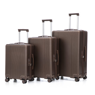3-Piece Luggage Set – 20" / 24" / 28" ABS Spinner Suitcase with 360° Wheels & Combination Lock  (Brown)