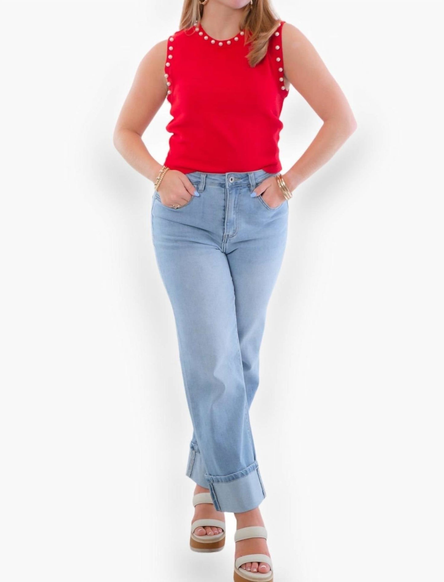 Entro - Liz Pearl Trim Knit Tank