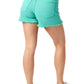 Judy Blue - MID RISE GARMENT DYED FRAY HEM DENIM SHORT
