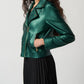 Joseph Ribkoff - Metallic Faux Leather Biker Jacket