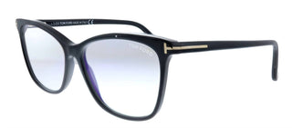 Óculos de sol Tom Ford - Óculos de sol quadrados de plástico com bloco azul transparente e lente espelhada com clipe pêssego