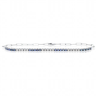Diana M Jewels - Pulseira de tênis com diamantes e safira