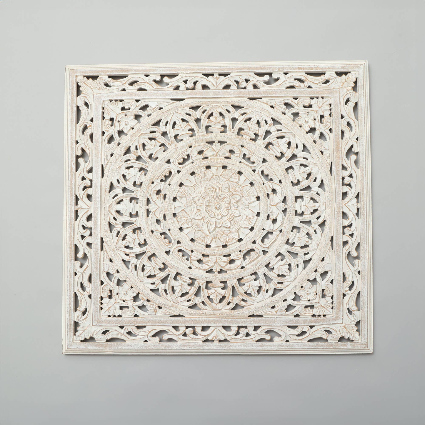 White Square Handcrafted Wooden Wall Decor – 36'x36'