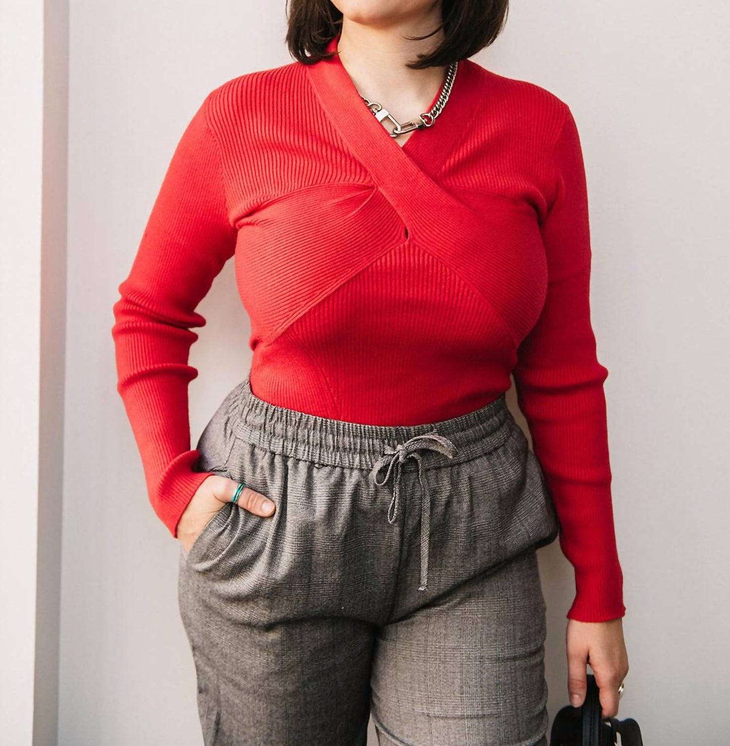 Steve Madden - Crossover Ribbed Sweater