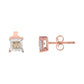 14K Rose Gold Plated Two-Tone .925 Sterling Silver 1/2 Cttw Princess-Cut Square Diamond Solitaire Miracle-Plate Stud Earrings (K-L Color, I2-I3 Clarity)