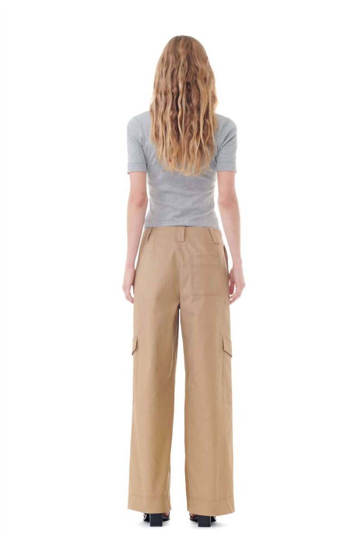 Ganni - Herringbone Canvas Mid Waist Trousers