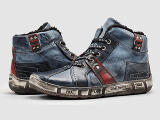 Kcr Group - Men's Comfort Thick Wool-lined Zip-up Leather Boots