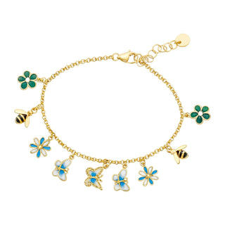 Atlanta Jewelers Supply - Women's Colorful Flower Butterfly Bee Charm Bracelet