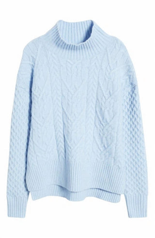Nordstrom - Suéter oversized de malha com gola falsa azul e mistura de lã