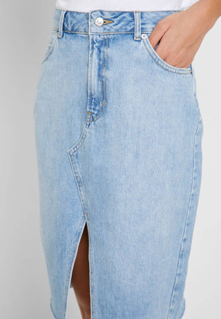 Topshop - Saia jeans lápis com fenda frontal
