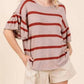 Mittoshop - STRIPED RUFFLE SHORT SLEEVE SWEATER KNIT TOP