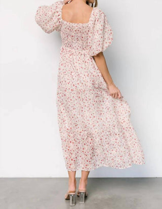 Baevely By Wellmade - Vestido longo com mangas bufantes e estampa floral Molly