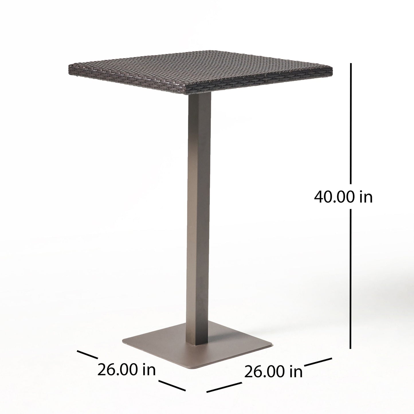 Outdoor Square Rattan Bar Table with Iron Frame - Multi Brown
