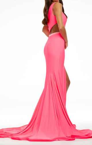 Ashleylauren - One Shoulder Jersey Gown
