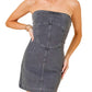 Baby Pink - Women's Stitchwork Strapless Slim Denim Dress